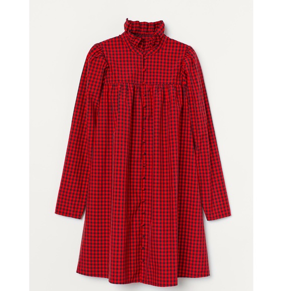 H&M Dresses & Skirts - H&M Red & Black Check High collar Mini Dress
